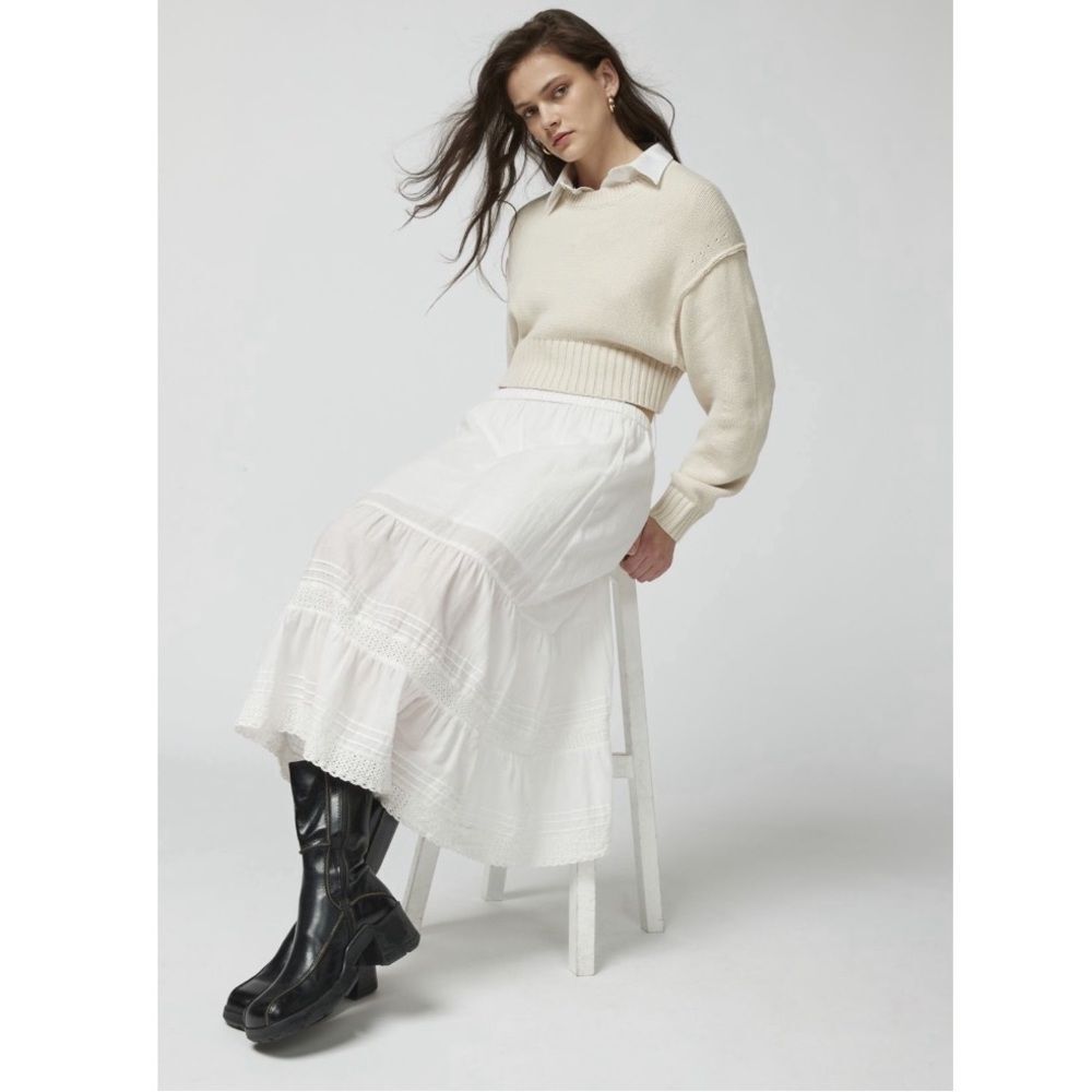 Urban Outfitters Aiden Pullover Sweater Ivory White Cropped Knit Top Size XS NWT - Picture 5 of 8